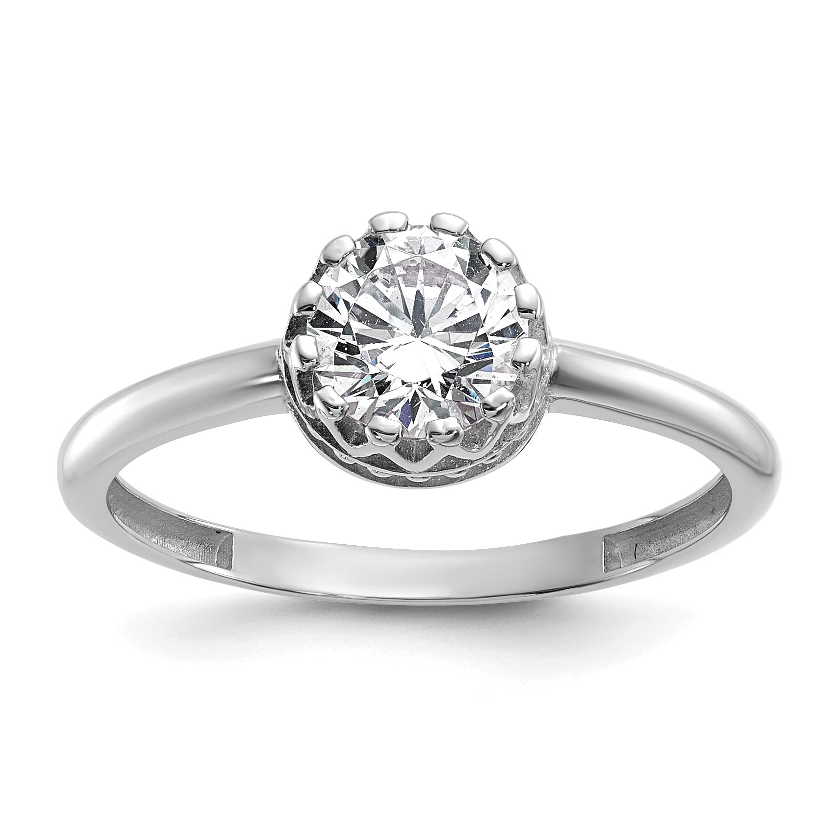 10K White Gold Tiara Collection Polished Cz Ring (Size 7 Only)