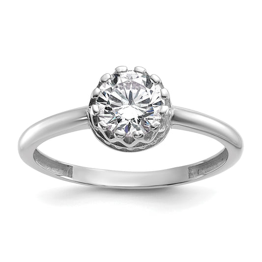 10K White Gold Tiara Collection Polished Cz Ring (Size 7 Only)