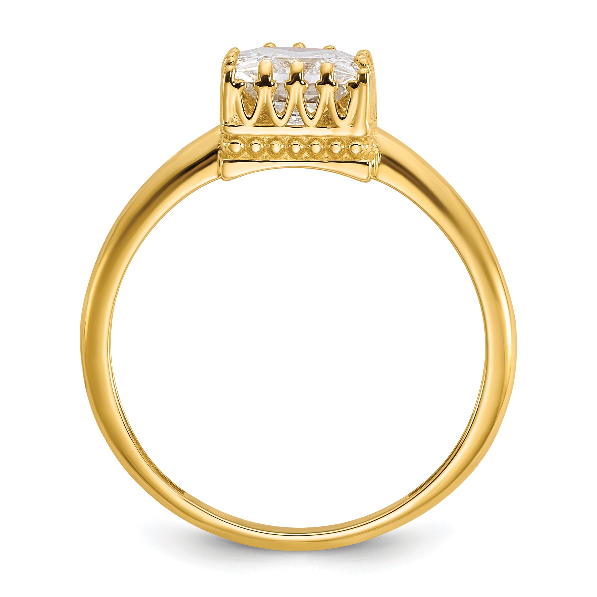 10K Yellow Gold Tiara Collection Polished Square Cz Ring (Size 7 Only)