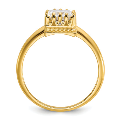 10K Yellow Gold Tiara Collection Polished Square Cz Ring (Size 7 Only)
