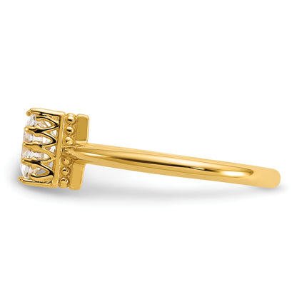 10K Yellow Gold Tiara Collection Polished Square Cz Ring (Size 7 Only)