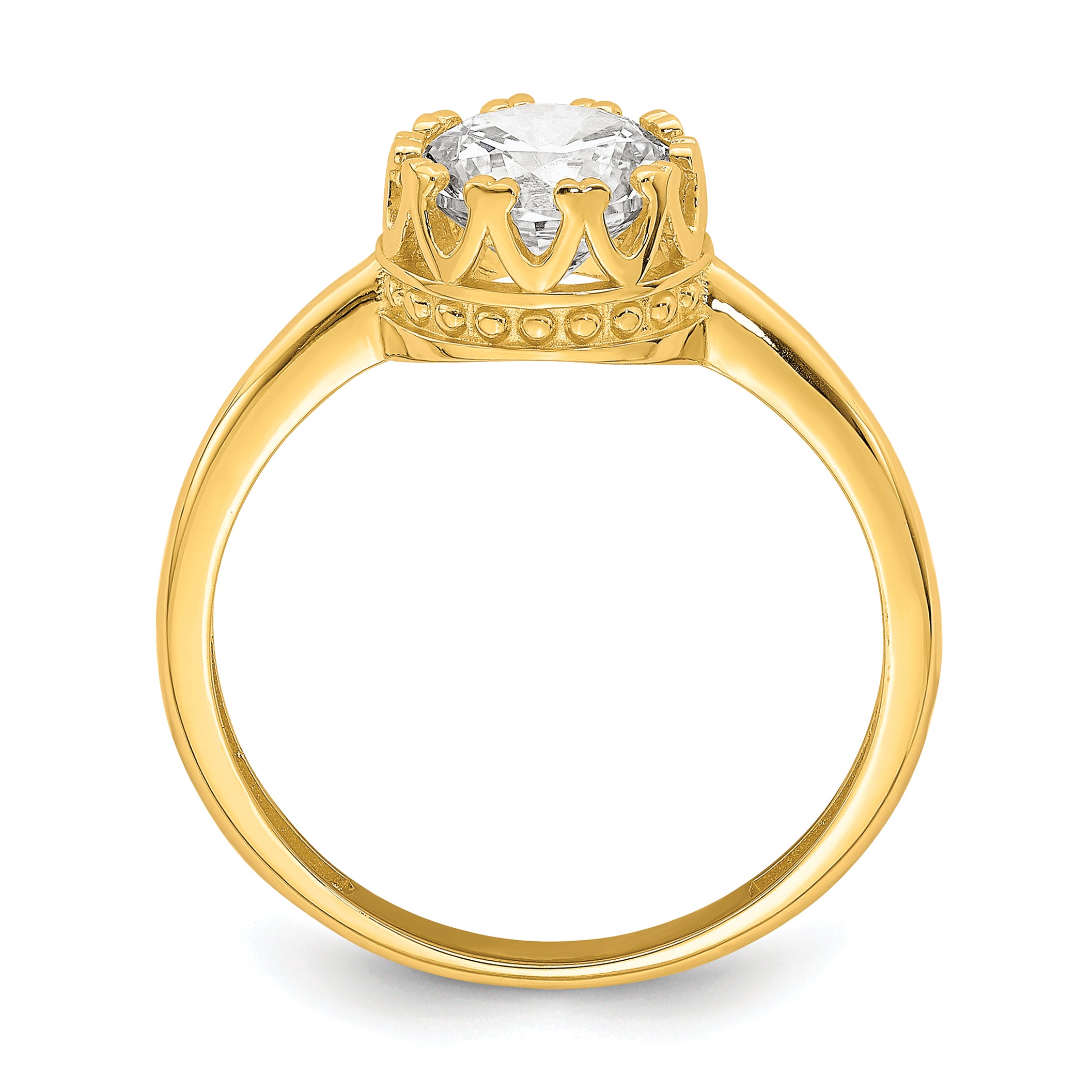 10K Yellow Gold Tiara Collection Polished Cz Ring (Size 7 Only)