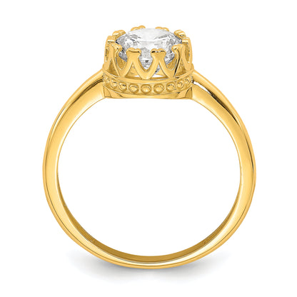 10K Yellow Gold Tiara Collection Polished Cz Ring (Size 7 Only)