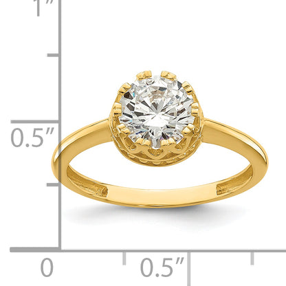 10K Yellow Gold Tiara Collection Polished Cz Ring (Size 7 Only)