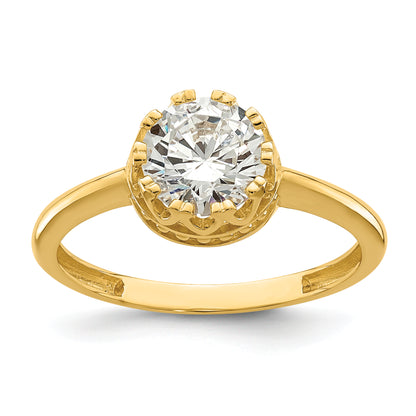 10K Yellow Gold Tiara Collection Polished Cz Ring (Size 7 Only)