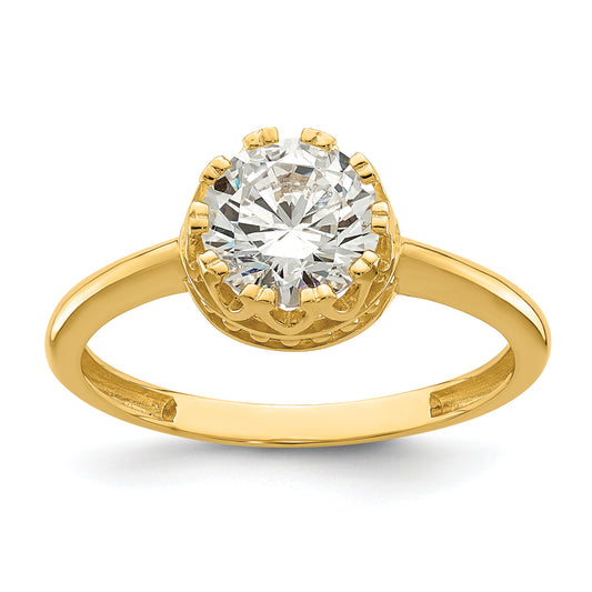 10K Yellow Gold Tiara Collection Polished Cz Ring (Size 7 Only)