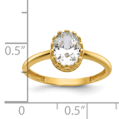 10K Yellow Gold Tiara Collection Polished Oval Cz Ring (Size 7 Only)