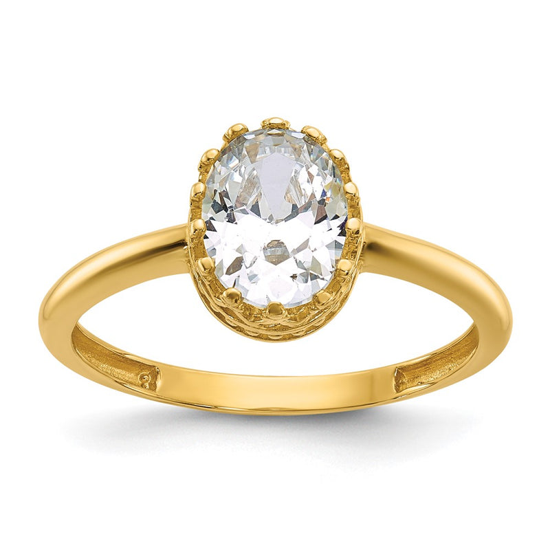 10K Yellow Gold Tiara Collection Polished Oval Cz Ring (Size 7 Only)