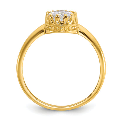 10K Yellow Gold Tiara Collection Polished Pear Cz Ring (Size 7 Only)