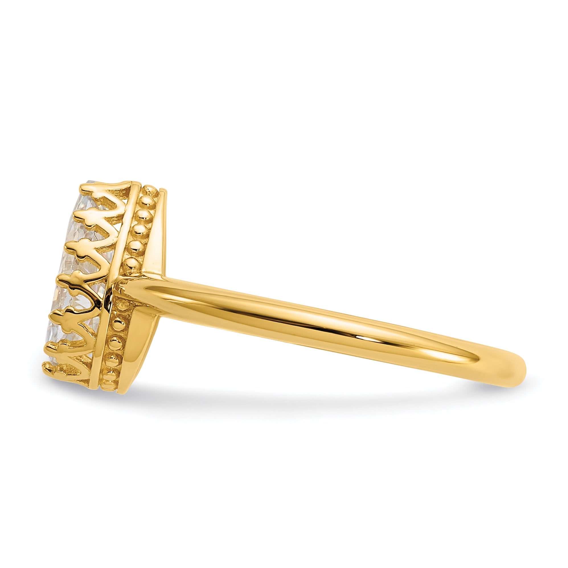 10K Yellow Gold Tiara Collection Polished Pear Cz Ring (Size 7 Only)