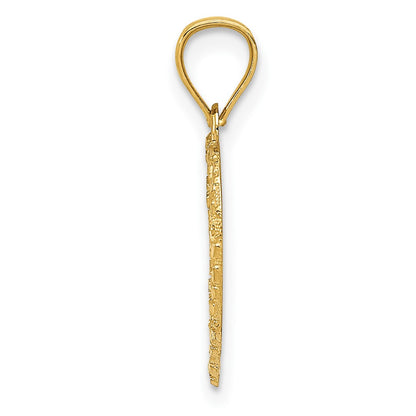 10K Yellow Gold 10K Polished & Textured Cut-Out Heart Pendant