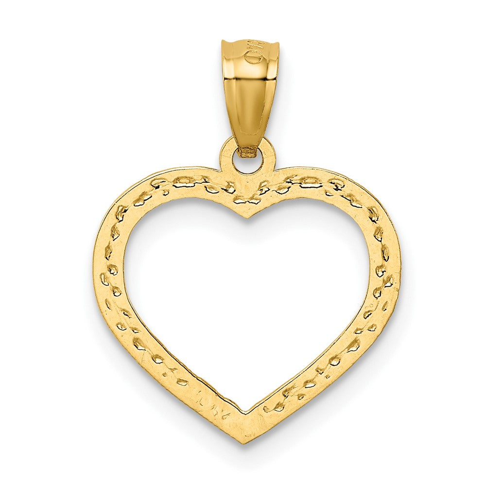 10K Yellow Gold 10K Polished & Textured Cut-Out Heart Pendant