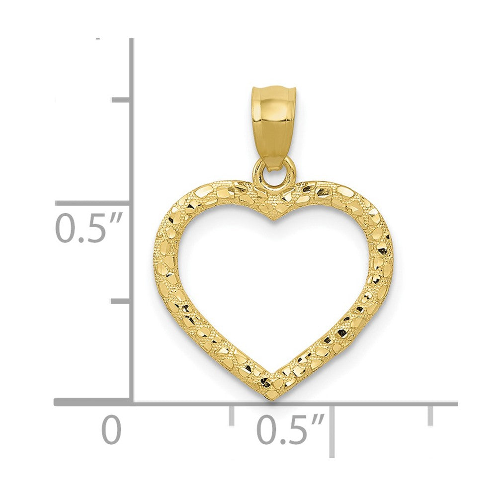 10K Yellow Gold 10K Polished & Textured Cut-Out Heart Pendant