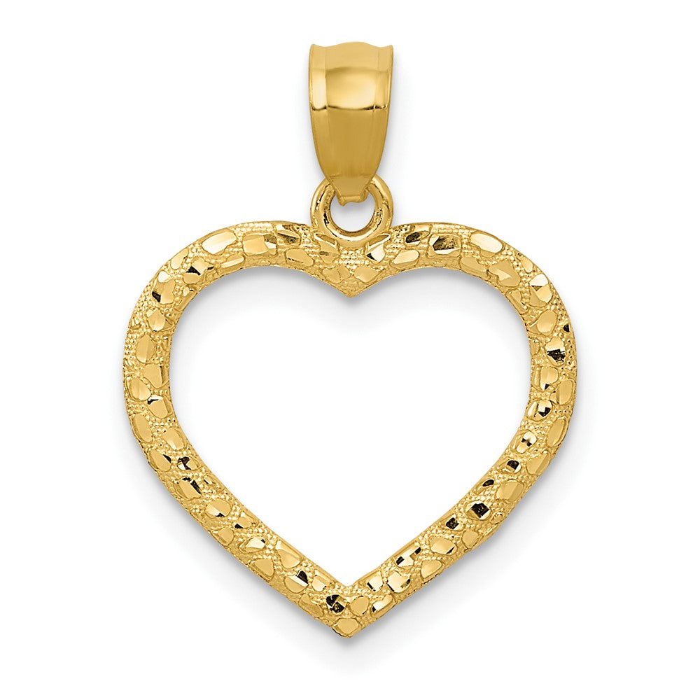 10K Yellow Gold 10K Polished & Textured Cut-Out Heart Pendant