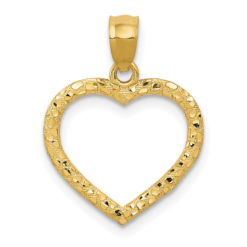 10K Yellow Gold 10K Polished & Textured Cut-Out Heart Pendant