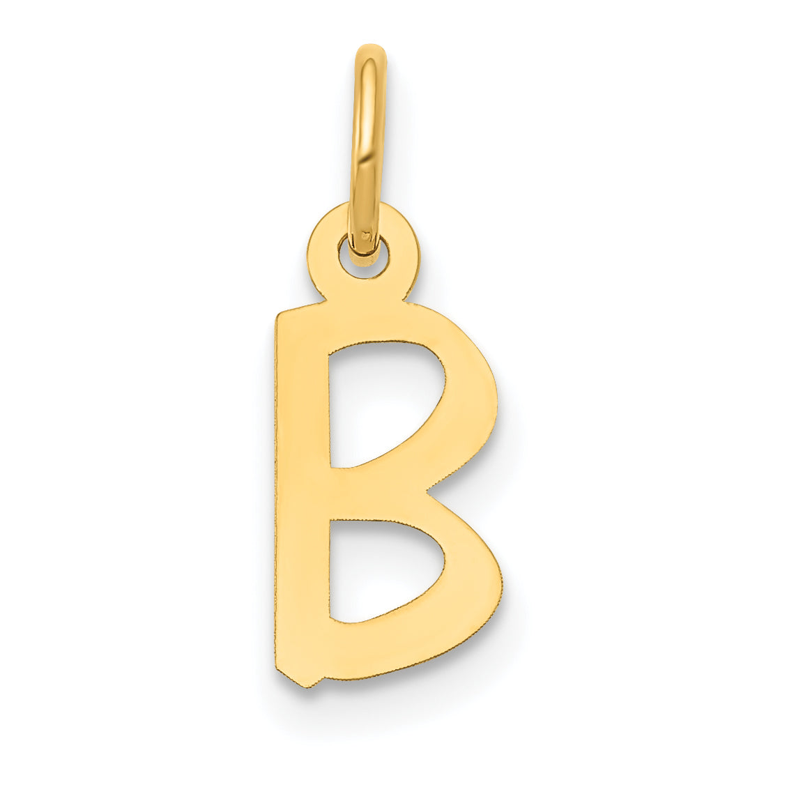 10K Yellow Gold Small Slanted Block Initial B Charm