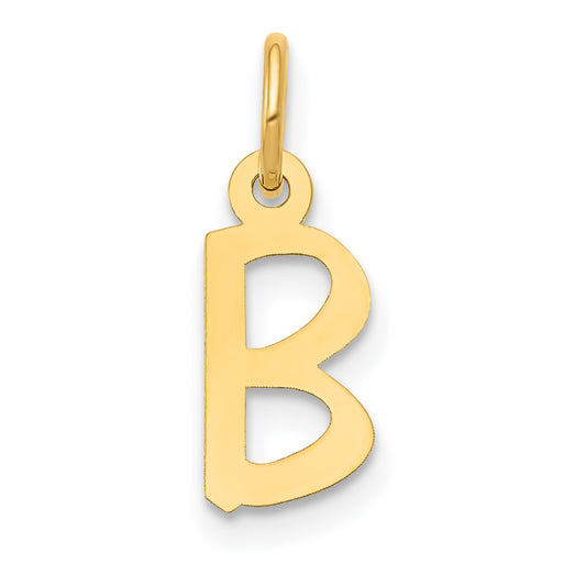 10K Yellow Gold Small Slanted Block Initial B Charm