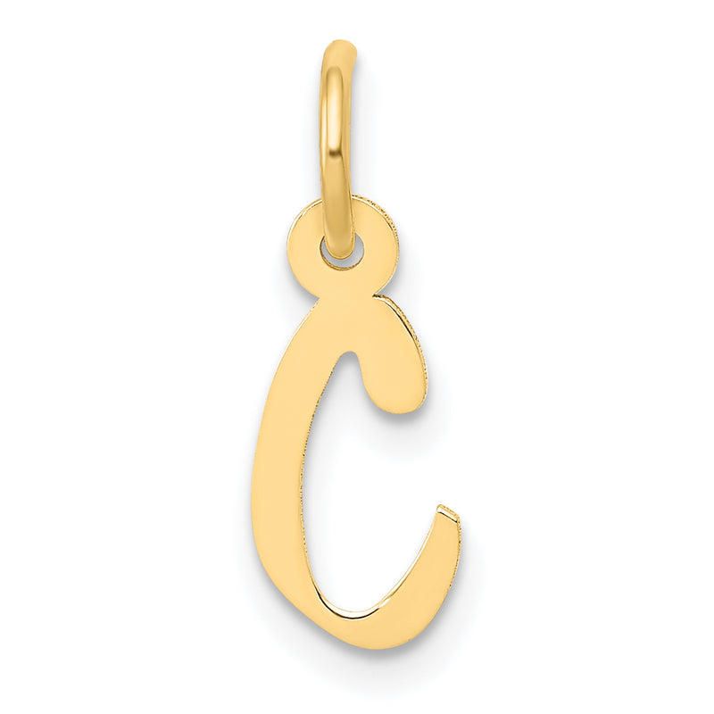 10K Yellow Gold Small Slanted Block Initial C Charm