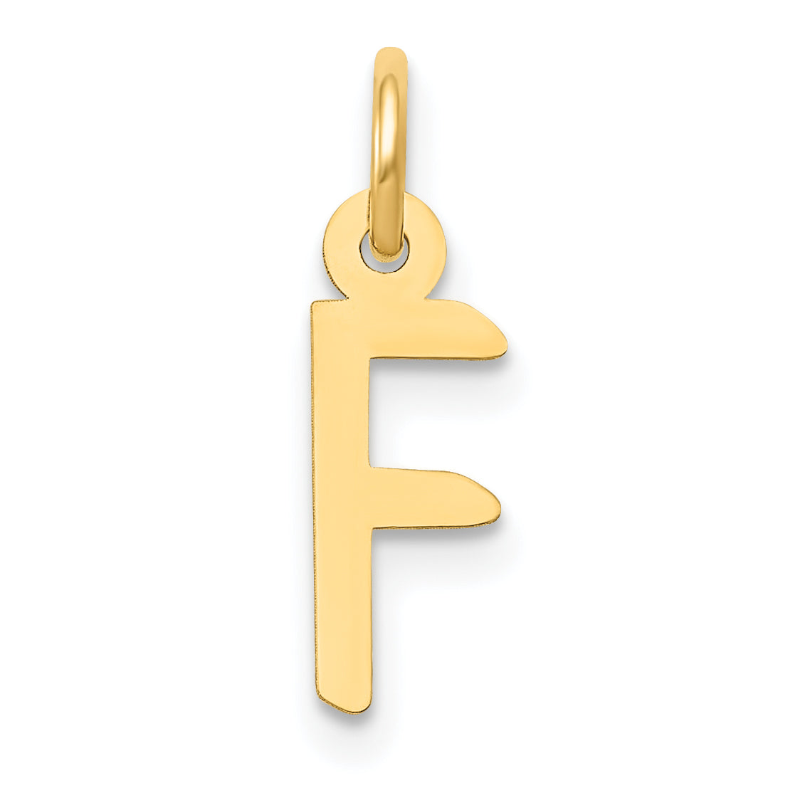 10K Yellow Gold Small Slanted Block Initial F Charm