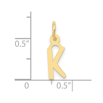 10K Yellow Gold Small Slanted Block Initial K Charm
