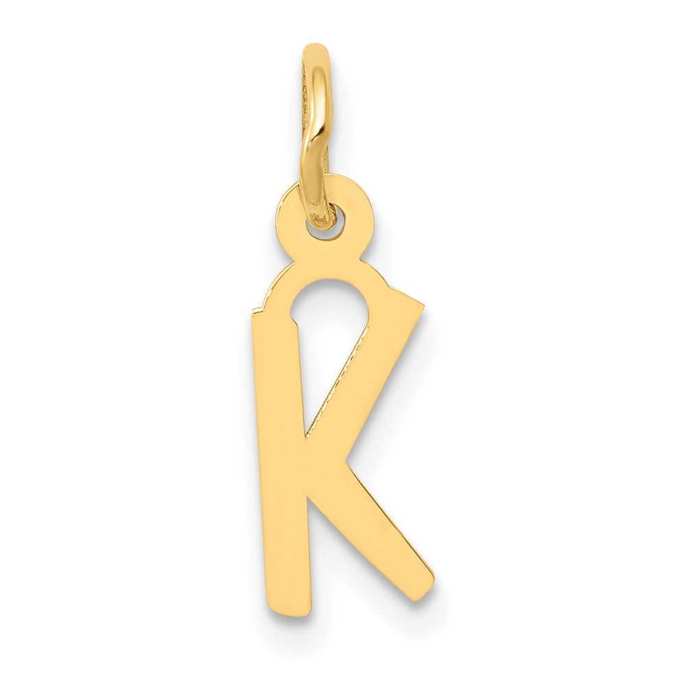 10K Yellow Gold Small Slanted Block Initial K Charm