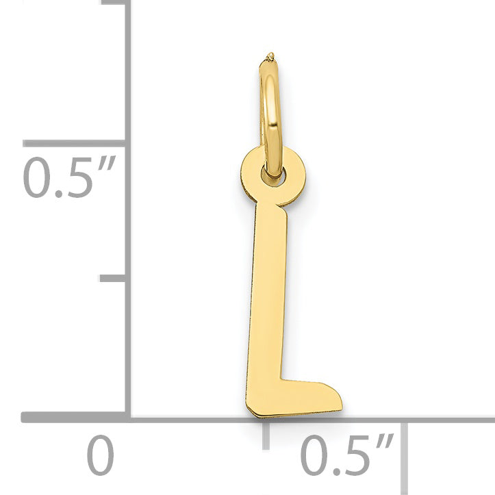 10K Yellow Gold Small Slanted Block Initial L Charm