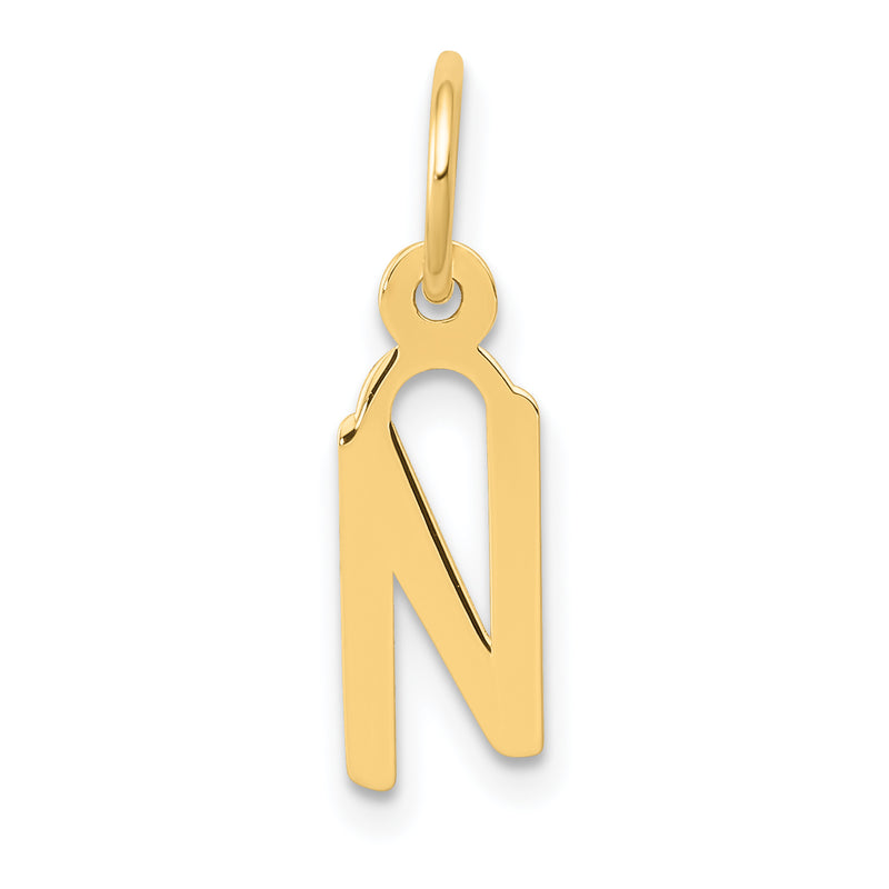10K Yellow Gold Small Slanted Block Initial N Charm