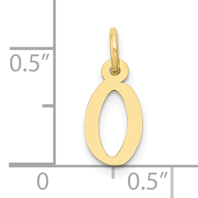10K Yellow Gold Small Slanted Block Initial O Charm