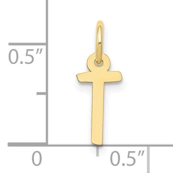 10K Yellow Gold Small Slanted Block Initial T Charm