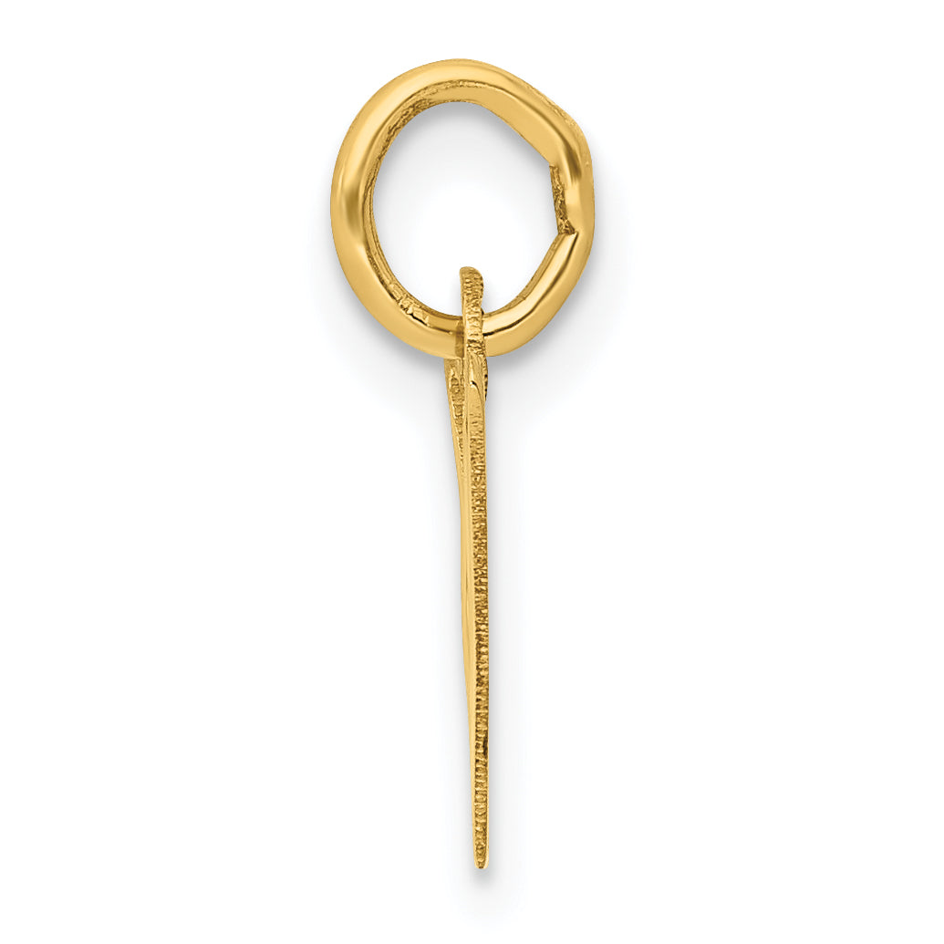 10K Yellow Gold Small Slanted Block Initial W Charm