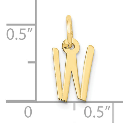 10K Yellow Gold Small Slanted Block Initial W Charm