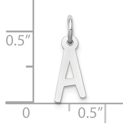 10K White Gold Small Slanted Block Initial A Charm