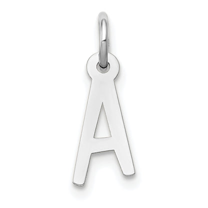 10K White Gold Small Slanted Block Initial A Charm