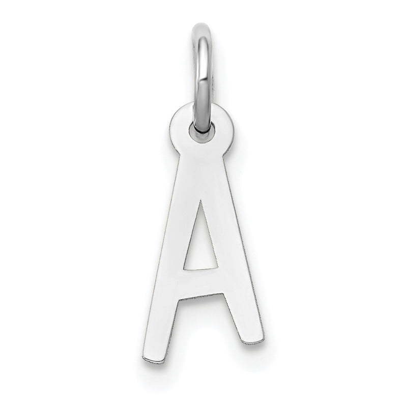 10K White Gold Small Slanted Block Initial A Charm