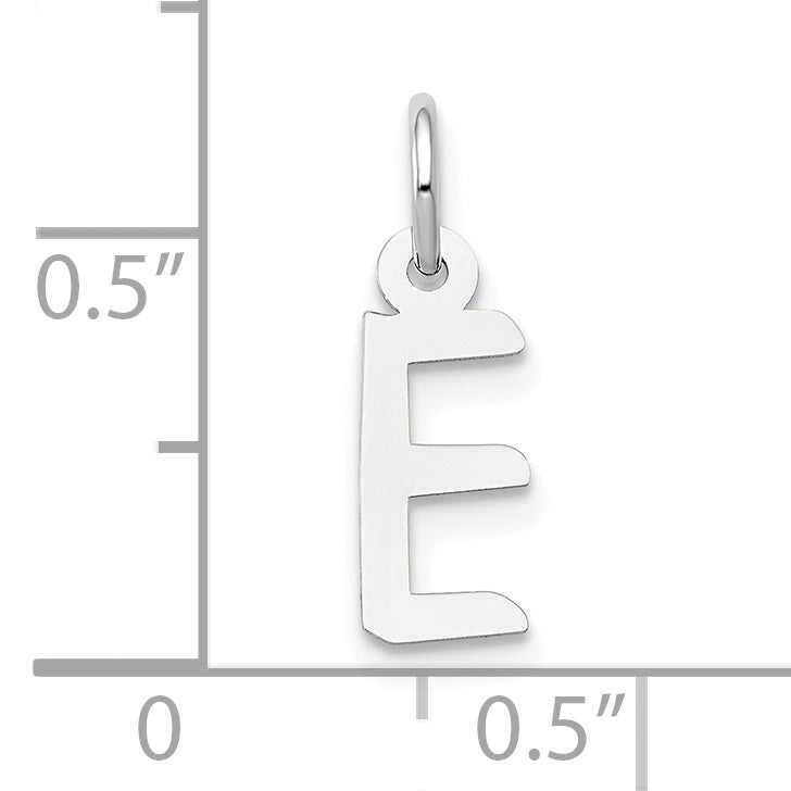 10K White Gold Small Slanted Block Initial E Char