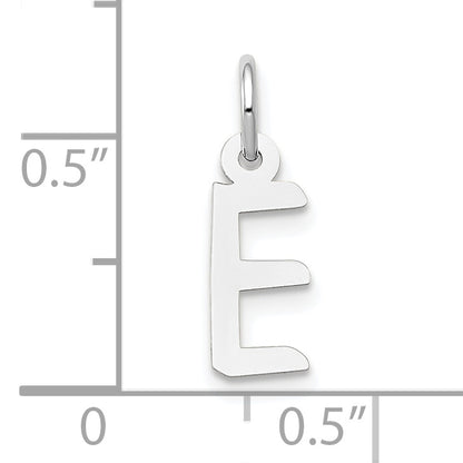 10K White Gold Small Slanted Block Initial E Char