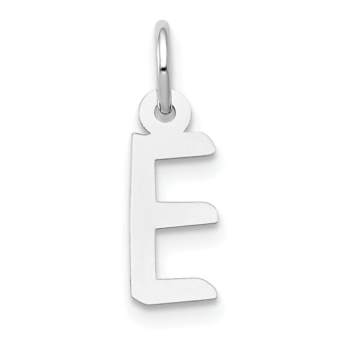 10K White Gold Small Slanted Block Initial E Char