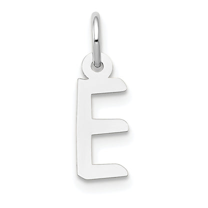 10K White Gold Small Slanted Block Initial E Char