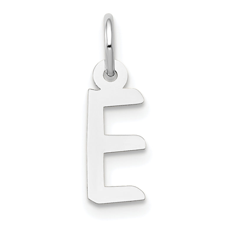 10K White Gold Small Slanted Block Initial E Char