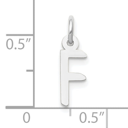 10K White Gold Small Slanted Block Initial F Char
