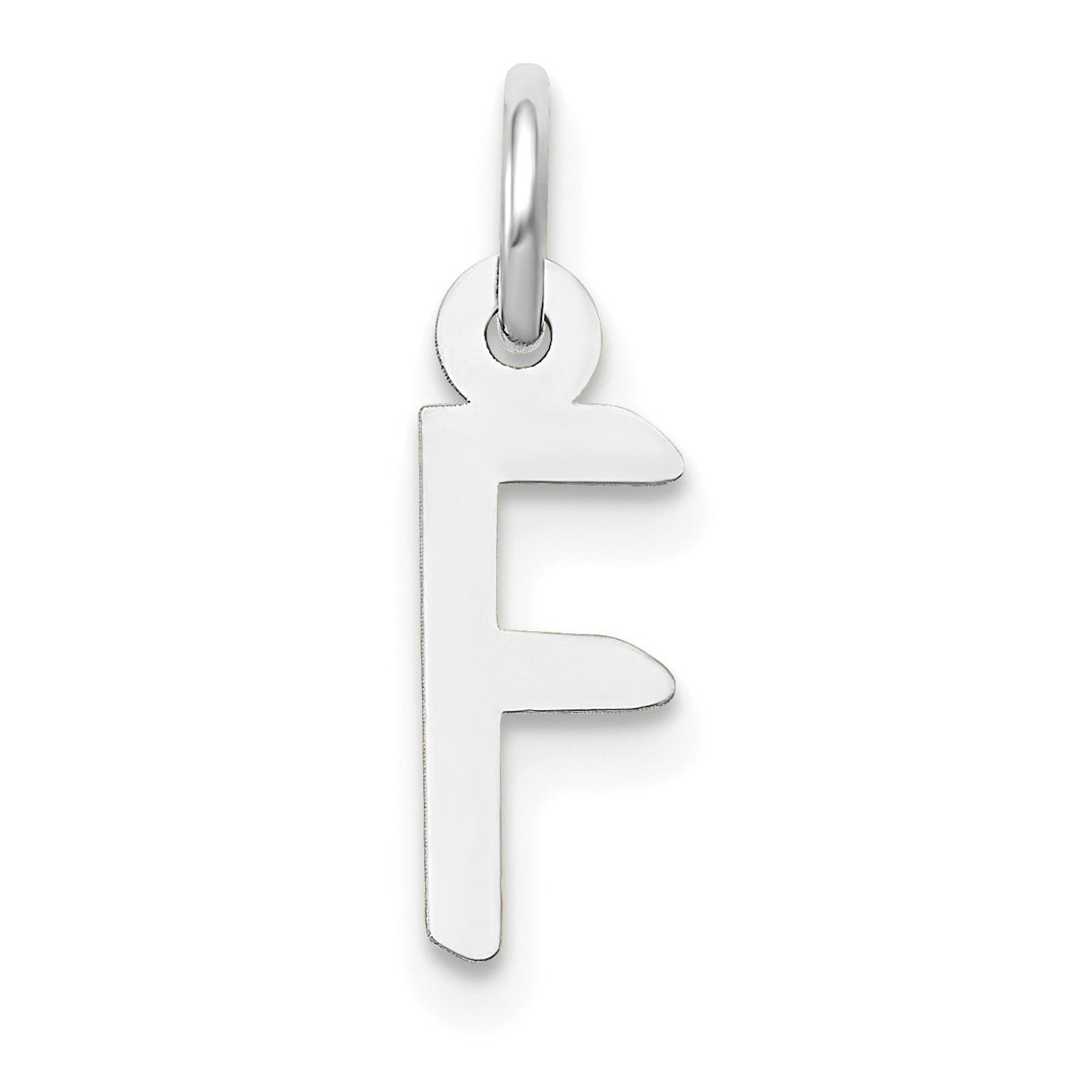 10K White Gold Small Slanted Block Initial F Char