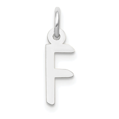 10K White Gold Small Slanted Block Initial F Char