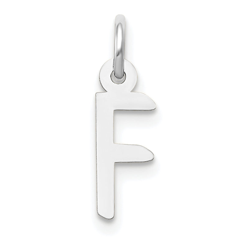 10K White Gold Small Slanted Block Initial F Char
