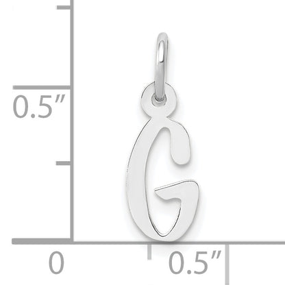 10K White Gold Small Slanted Block Initial G Char