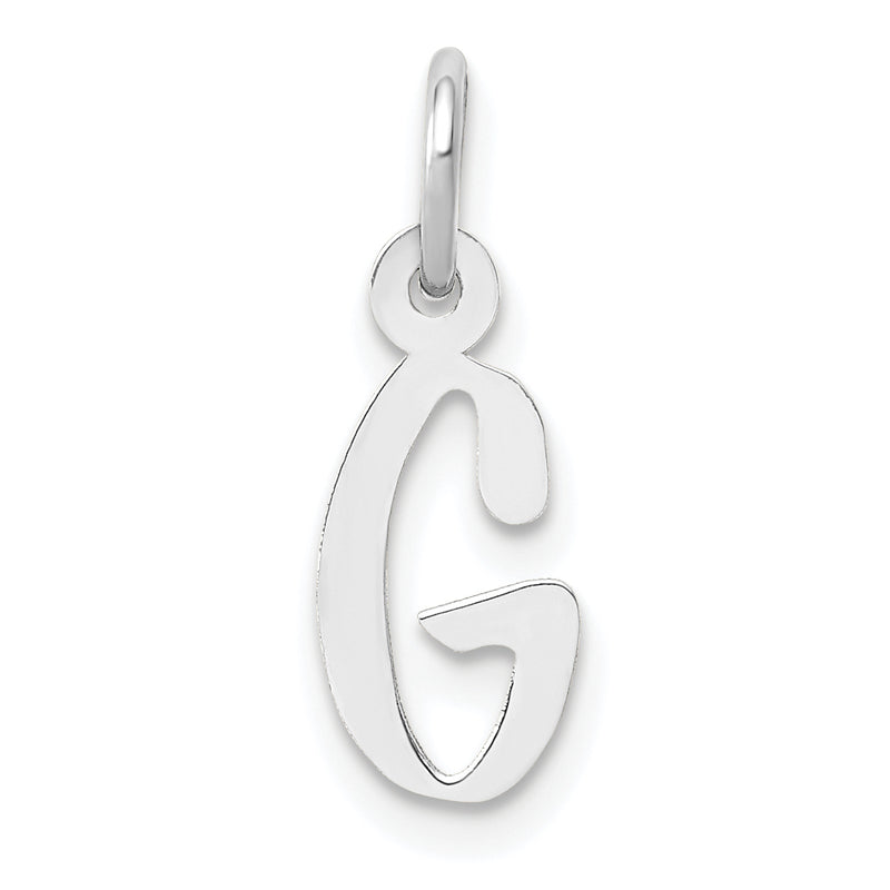 10K White Gold Small Slanted Block Initial G Char
