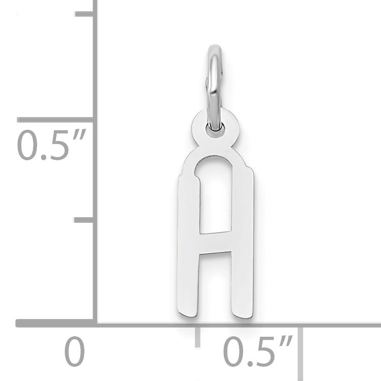 10K White Gold Small Slanted Block Initial H Char