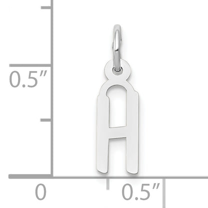 10K White Gold Small Slanted Block Initial H Char
