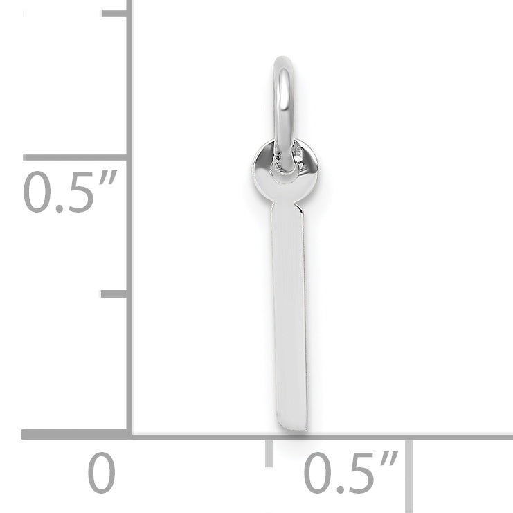 10K White Gold Small Slanted Block Initial I Char
