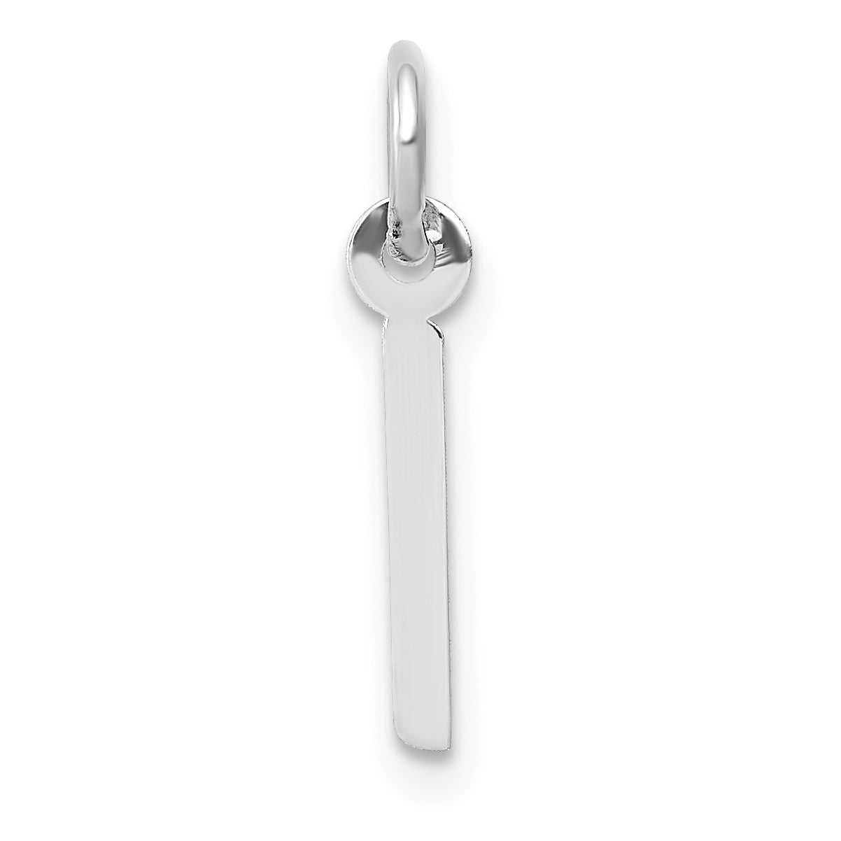 10K White Gold Small Slanted Block Initial I Char