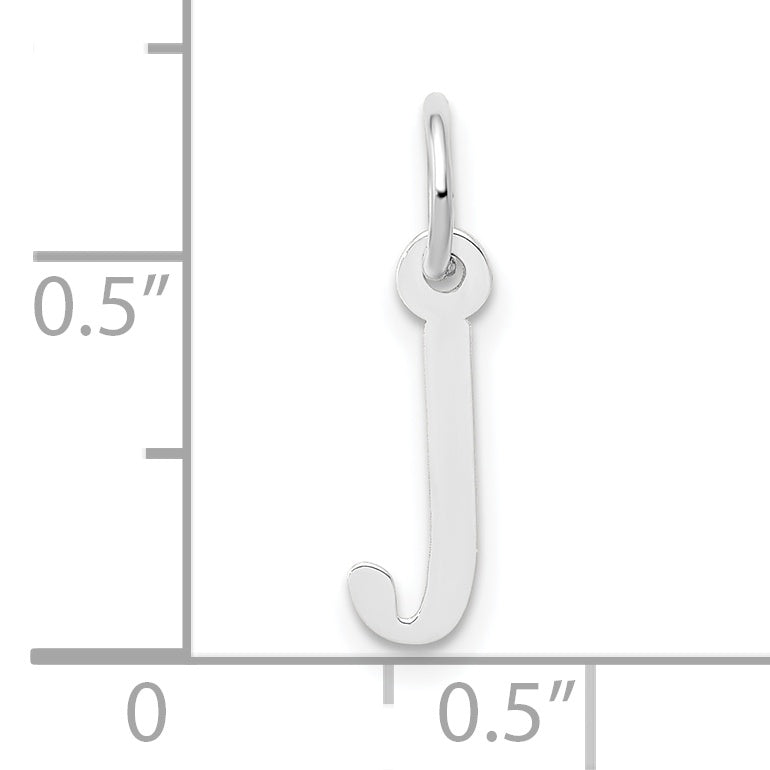 10K White Gold Small Slanted Block Initial J Char